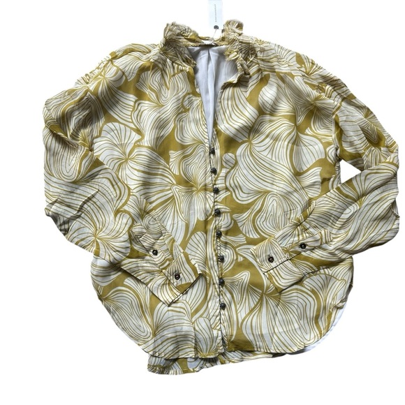 Pilcro Yellow and Cream Floral Blouse - Picture 8 of 10